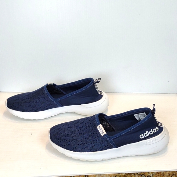 Adidas Women's Cloudfoam Lite Racer Slip-On Shoes Blue / White - Picture 7 of 15